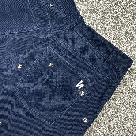Harlaut‎ Apparel Co Navy Blue Corduroy Pants Black Balloons With Faces No Sz Tag - Picture 1 of 9
